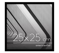 Americanflat Cornice 25x25 cm Nera - Cornice Quadrata con Bordo Sottile e Pannello Vetro Resistente agli Urti - Portafoto con Ganci e Cavalletto Integrati per Pareti e Ripiani