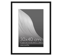 Americanflat Cornice 30x40 cm Nera - Cornice Foto 20x30 cm con Passepartout o 40x30 cm Senza Passepartout - Portafoto con Bordo Sottile in PVC e Pannello Protettivo in Plastica