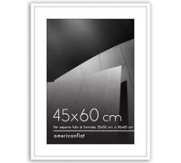Americanflat Cornice 45x60 cm Bianca - Cornice 35x50 cm con Passepartout o 60x45 cm Senza Passepartout - Portafoto con Bordo Sottile in PVC e Pannello Protettivo in Plastica