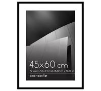 Americanflat Cornice 45x60 cm Nera - Cornice 35x50 cm con Passepartout o 60x45 cm Senza Passepartout - Portafoto con Bordo Sottile in PVC e Pannello Protettivo in Plastica