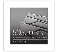 Americanflat Cornice 50x50 cm Bianca - Cornice 40x40 cm con Passepartout o 50x50 cm Senza Passepartout - Portafoto con Bordo Sottile in PVC e Pannello Protettivo in Plastica