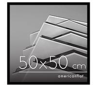 Americanflat Cornice 50x50 cm Nera - Cornice Quadrata con Bordo Sottile e Pannello Vetro Resistente agli Urti - Portafoto con Ganci Seghettati Integrati per Pareti