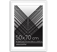Americanflat Cornice 50x70 cm Bianca - Cornice 42x60 cm con Passepartout o 70x50 cm Senza Passepartout - Portafoto con Bordo Sottile in PVC e Pannello Protettivo in Plastica