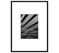 Americanflat Cornice 50x70 cm Nera - Cornice 25x35 cm con Passepartout o 70x50 cm Senza Passepartout - Portafoto con Bordo Sottile in PVC e Pannello Protettivo in Plastica