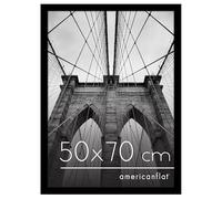 Americanflat Cornice 50x70 cm Nera - Cornice Foto in Legno Multistrato con Vetro Resistente agli Urti e Ganci Integrati - Cornice Plexiglass da Appendere in Verticale o Orizzontale