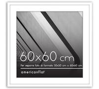 Americanflat Cornice 60x60 cm Bianca - Cornice 50x50 cm con Passepartout o 60x60 cm Senza Passepartout - Portafoto con Bordo Sottile in PVC e Pannello Protettivo in Plastica