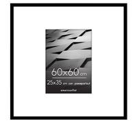 Americanflat Cornice 60x60 cm Nera - Cornice 25x35 cm con Passepartout o 60x60 cm Senza Passepartout - Portafoto con Bordo Sottile in PVC e Pannello Protettivo in Plastica