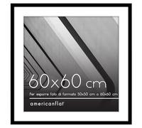 Americanflat Cornice 60x60 cm Nera - Cornice 50x50 cm con Passepartout o 60x60 cm Senza Passepartout - Portafoto con Bordo Sottile in PVC e Pannello Protettivo in Plastica