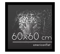 Americanflat Cornice 60x60 cm Nera - Cornice Quadrata in Legno MDF con Pannello Protettivo in Plastica e Ganci Integrati