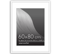 Americanflat Cornice 60x80 cm Bianca - Cornice 45x60 cm con Passepartout o 80x60 cm Senza Passepartout - Portafoto con Bordo Sottile in PVC e Pannello Protettivo in Plastica