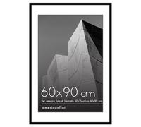 Americanflat Cornice 60x90 cm Nera - Cornice 50x75 cm con Passepartout o 90x60 cm Senza Passepartout - Portafoto con Bordo Sottile in PVC e Pannello Protettivo in Plastica