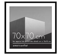 Americanflat Cornice 70x70 cm Nera - Cornice 60x60 cm con Passepartout o 70x70 cm Senza Passepartout - Portafoto con Bordo Sottile in PVC e Pannello Protettivo in Plastica