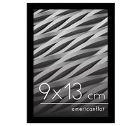 Americanflat Cornice 9x13 cm Nera - Cornice per Foto 13x9 cm con Bordo Sottile e Pannello Vetro Resistente agli Urti - Portafoto con Ganci e Cavalletto Integrati per Pareti e Ripiani