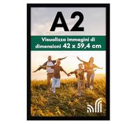 Americanflat Cornice A2 Nera - Cornice da Parete in Legno MDF con Pannello Protettivo in Plastica a Finitura Lucida - Da Appendere in Verticale o Orizzontale