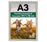 Americanflat Cornice A3 Effetto Legno di Mare - Cornice da Parete in Legno MDF e Vetro Resistente agli Urti a Finitura Lucida - Da Appendere in Verticale o Orizzontale