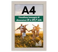 Americanflat Cornice A4 Effetto Legno Chiaro - Cornice A4 da Parete e da Tavolo in Legno MDF e Vetro Resistente agli Urti a Finitura Lucida - Da Appendere in Verticale o Orizzontale