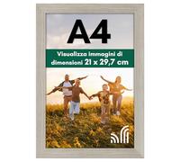 Americanflat Cornice A4 Effetto Legno di Mare - Cornice A4 da Parete e da Tavolo in Legno MDF e Vetro Resistente agli Urti a Finitura Lucida - Da Appendere in Verticale o Orizzontale