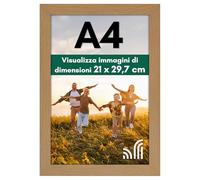Americanflat Cornice A4 Effetto Legno di Rovere - Cornice A4 da Parete e da Tavolo in Legno MDF e Vetro Resistente agli Urti a Finitura Lucida - Da Appendere in Verticale o Orizzontale