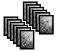 Americanflat Cornice A4 Nere - Confezione da 12 Cornici A4 con Pannello Protettivo in Plastica - Set Cornici Foto da Parete e da Tavolo