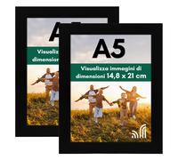 Americanflat Cornice A5 Nera - Cornice da Parete e da Tavolo in Legno MDF e Vetr