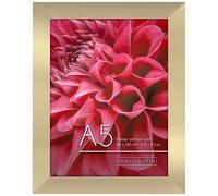 Americanflat Cornice A5 Oro - Cornice da Parete e da Tavolo in Legno MDF e Vetro Temperato Infrangibile - Da Appendere in Verticale o Orizzontale