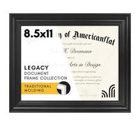 Americanflat - Cornice da diploma decorata da 8,5 x 11 pollici in colore nero, cornice certificata con vetro resistente agli strappi e cavalletto per parete e tavolo, cornice classica
