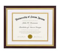 Americanflat Cornice per diploma da 28 x 35 cm, da utilizzare come cornice per certificati o da esposizione 28 x 35 cm senza passepartout, collezione Legacy, cornici vintage in mogano e oro, vetro