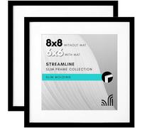 Americanflat Cornice per foto, 20 x 20 cm, set da 2 pezzi con vetro infrangibile, da utilizzare con foto da 15 x 15 cm con passepartout o 20 x 20 cm senza, collezione Streamline, quadrata, tavolo o