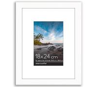 Americanflat Cornice per Foto da 10x15 cm Bianca - Cornice da Parete da 10x15 cm con Passepartout o 18x24 cm Senza Passepartout - Vetro Resistente, Cavalletto e Gancio da Parete Integrati