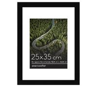 Americanflat Cornice per Foto da 18x24 cm Nera - Cornice da Parete da 18x24 cm con Passepartout o 25x35 cm Senza Passepartout - Vetro Resistente e Gancio da Parete Integrati