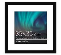 Americanflat Cornice per Foto da 25x25 cm Nera - Cornice da Parete da 25x25 cm con Passepartout o 35x35 cm Senza Passepartout - Plexiglass e Gancio da Parete Integrati