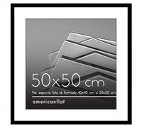 Americanflat Cornice 50x50 cm Nera - Cornice 40x40 con Passepartout o 50x50 Senza Passepartout - Cornice Quadrata con Bordo Sottile in PVC - Cornice Foto Quadrata con Pannello in Plexiglass