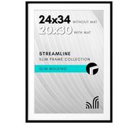 Americanflat, Cornice per poster 61 x 86,4 cm, per immagini da 61 x 86,4 cm senza passepartout o 50,8 x 76,2 cm con passepartout, in plexiglass lucido, sottile, collezione Streamline, colore nero