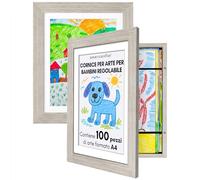 Americanflat Cornice Porta Disegni per Bambini (Effetto Legno di Mare) - Cornice A4 da Parete con Passepartout e 25,5x32 cm Senza Passepartout - Apertura Frontale con Vetro Infrangibile - Pacco de 2