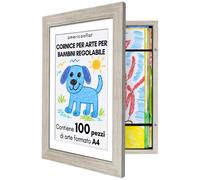 Americanflat Cornice Porta Disegni per Bambini (Legno Effetto Mare) Cornice A4