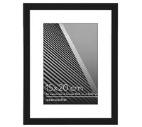 Americanflat Cornice portafoto 20 x 15 cm, colore nero, da utilizzare come cornice sottile da 15 x 10 cm con passepartout o cornice da 20 x 15 cm senza passepartout, formato orizzontale e verticale,