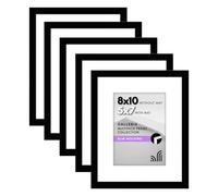 Americanflat Cornice portafoto 20 x 25 cm, colore nero, set da 5, utilizzabile come cornice per foto da 17,8 x 12,7 cm con passepartout o 20 x 25 cm senza passepartout, formato orizzontale e