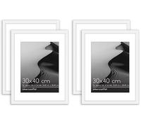 Americanflat Cornice portafoto 30 x 40 cm in bianco, Set da 2 - da utilizzare come cornice 23 x 30 cm con tappetino - include accessori per appendere denti di sega per display orizzontale o verticale