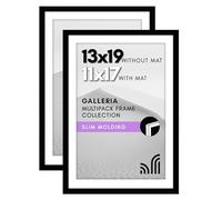 Americanflat Cornice portafoto 33 x 48 cm, colore nero, confezione da 2, da usare come cornice da 28 x 43 cm, con passepartout a dente di sega per esposizione orizzontale o verticale
