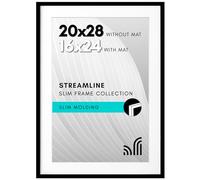 Americanflat, Cornice portafoto 50,8 x 71,1 cm, per foto da 50,8 x 71,1 cm senza passepartout o 40,6 x 61 cm con passepartout, in plexiglass lucido, sottile, collezione Streamline, colore nero