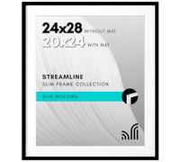 Americanflat, Cornice portafoto 61 x 71,1 cm, per foto da 61 x 71,1 cm senza passepartout o 50,8 x 61 cm con passepartout, in plexiglass lucido, sottile, collezione Streamline, colore nero