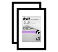 Americanflat Cornice portafoto 8 x 12 in nero, confezione da 2 - da utilizzare come cornice 6 x 8 con tappetino - include hardware per appendere denti di sega per display orizzontale o verticale