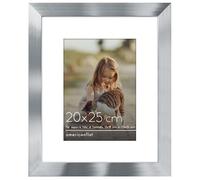 Americanflat,Cornice portafoto 8x10 cm, in argento,Display 10x10 con tappetino e 8x10 senza tappetino,Legno composito con vetro lucido,Formati orizzontali e verticali per parete e tavolo (MW0810SL57)