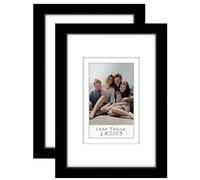 Americanflat Cornice portafoto da 10 x 15 cm, set da 2 pezzi, utilizzabile come cornice da 5 x 7 cm con passepartout per foto a stampa istantanea, mini cornici nere per tavolo e esposizione a parete