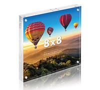 Americanflat - Cornice portafoto in acrilico, 20 x 20 cm, resistente ai graffi, con angoli magnetici e autoportante per tavolo