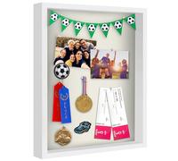 Americanflat Cornice Profonda per Oggetti 40x50 cm Bianca - Cornice 3D con Sfondo in Lino - Cornice Contenitore in Legno MDF, Plexiglass e Ganci Integrati - Shadow Box da Parete o da Tavolo