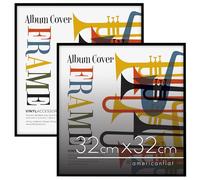 Americanflat Cornice Vinile Nera 32x32 cm - Cornice Quadrata da Parete dal Design Elegante e Minimalista - Pannello Protettivo in Plastica e Accessori per Appenderla Inclusi - Confezione da 2