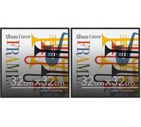 Americanflat Cornice Vinile Nera 32x32 cm Design Elegante e Minimalista con Plexiglass a Finitura Lucida - Cornice Quadrata da Parete con Accessori per Appenderla Inclusi (Confezione da 2)