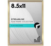 Americanflat Cornici 22x28 cm Oro - Portafoto da Tavolo con Bordo Sottile e Vetro Resistente agli Urti - Ganci e Cavalletto Integrati per Pareti e Ripiani - Orizzontale o Verticale