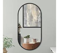 Americanflat Specchio Ovale da 50x100 cm - Elegante Specchio Ovale Bagno, Salotto e Camera da Letto con Bordo Nero - Specchio da Parete Moderno con Cornice - Grande Specchio Ovale da Parete